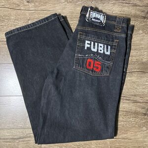 FUBU Men's Black Jeans Denim baggy fitment mens 34 vintage 90’s Y2k street wear